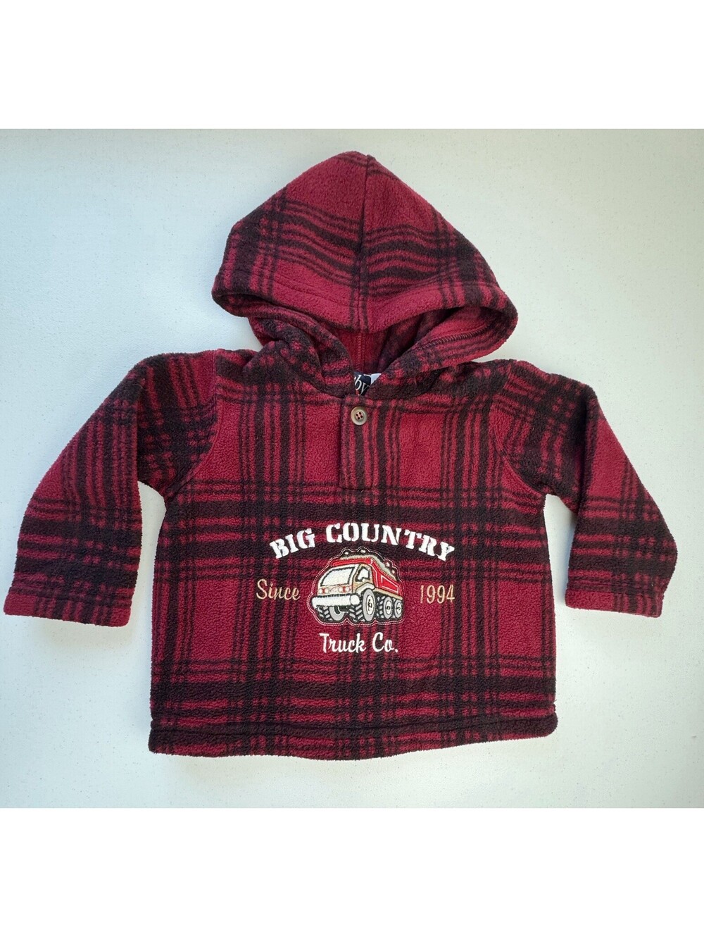 Baby Q Y2K Plaid Truck Hoodie Size 18 months